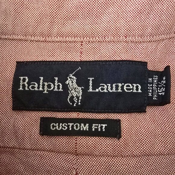 RALPH LAUREN BLUE LABEL LONG SLEEVE BUTTON DOWN CUSTOM FIT RED 15 1/2 - Picture 4 of 9